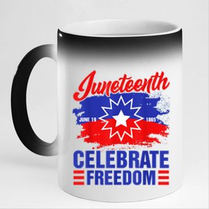 Juneteenth Celebrate Freedom Red White Blue Free Black Slave 11oz Black Color Changing Mug