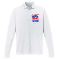 Juneteenth Celebrate Freedom Red White Blue Free Black Slave Performance Long Sleeve Polo