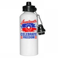 Juneteenth Celebrate Freedom Red White Blue Free Black Slave Aluminum Water Bottle