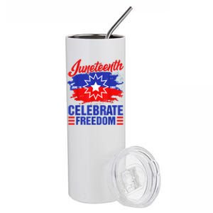 Juneteenth Celebrate Freedom Red White Blue Free Black Slave Stainless Steel Tumbler