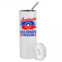 Juneteenth Celebrate Freedom Red White Blue Free Black Slave Stainless Steel Tumbler