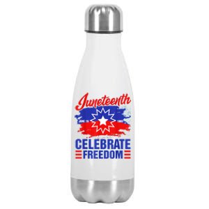 Juneteenth Celebrate Freedom Red White Blue Free Black Slave Stainless Steel Insulated Water Bottle