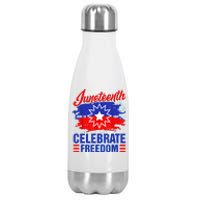 Juneteenth Celebrate Freedom Red White Blue Free Black Slave Stainless Steel Insulated Water Bottle