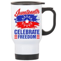 Juneteenth Celebrate Freedom Red White Blue Free Black Slave Stainless Steel Travel Mug