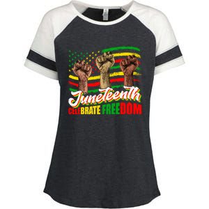 Juneteenth Celebrate Freedom Independence Day Black History Cute Gift Enza Ladies Jersey Colorblock Tee