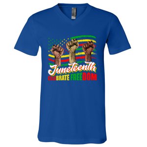 Juneteenth Celebrate Freedom Independence Day Black History Cute Gift V-Neck T-Shirt