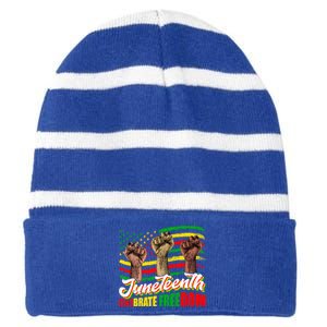 Juneteenth Celebrate Freedom Independence Day Black History Cute Gift Striped Beanie with Solid Band