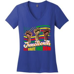 Juneteenth Celebrate Freedom Independence Day Black History Cute Gift Women's V-Neck T-Shirt