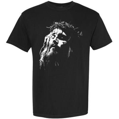 Jesus Christ Face Christian Gospel Religious Bible Garment-Dyed Heavyweight T-Shirt