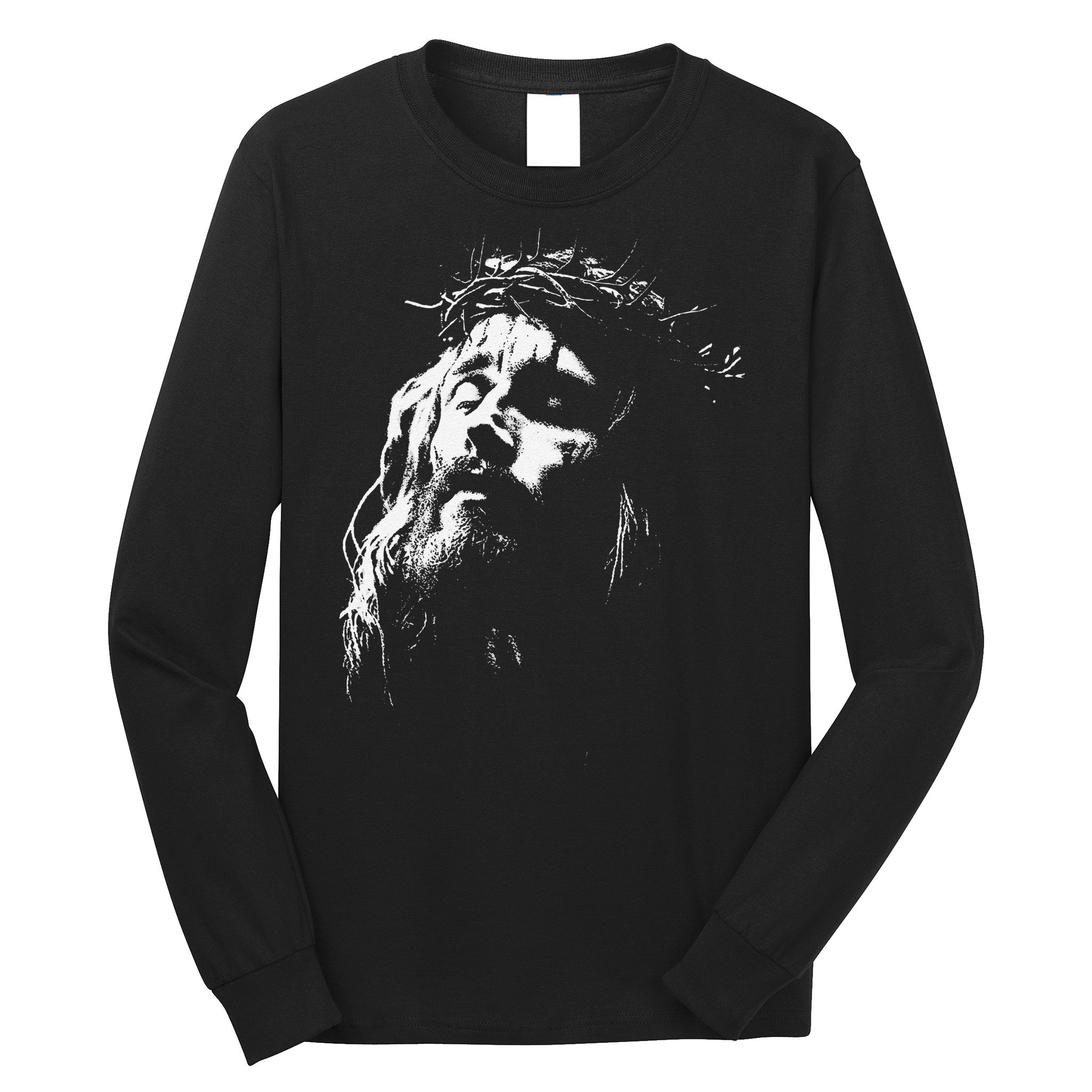 Jesus Christ Face Christian Gospel Religious Bible Long Sleeve Shirt