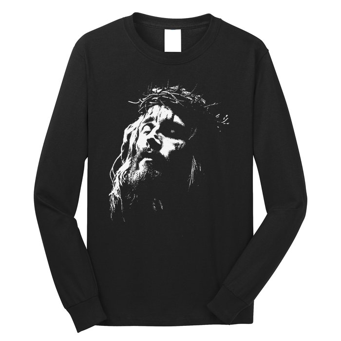 Jesus Christ Face Christian Gospel Religious Bible Long Sleeve Shirt