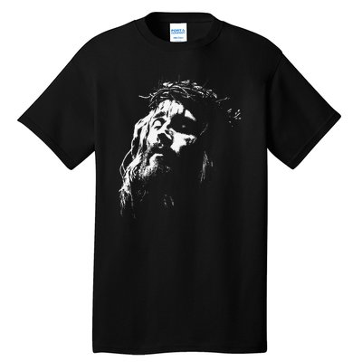 Jesus Christ Face Christian Gospel Religious Bible Tall T-Shirt