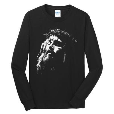 Jesus Christ Face Christian Gospel Religious Bible Tall Long Sleeve T-Shirt