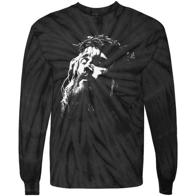 Jesus Christ Face Christian Gospel Religious Bible Tie-Dye Long Sleeve Shirt