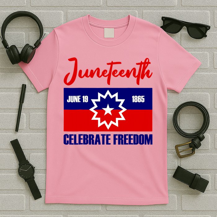 Juneteenth Celebrate Freedom Red White Blue Free Black Slave T-Shirt