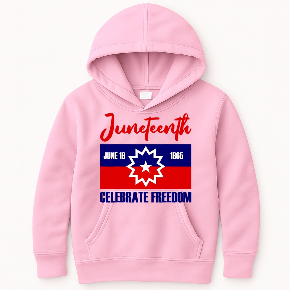 Juneteenth Celebrate Freedom Red White Blue Free Black Slave Kids Hoodie