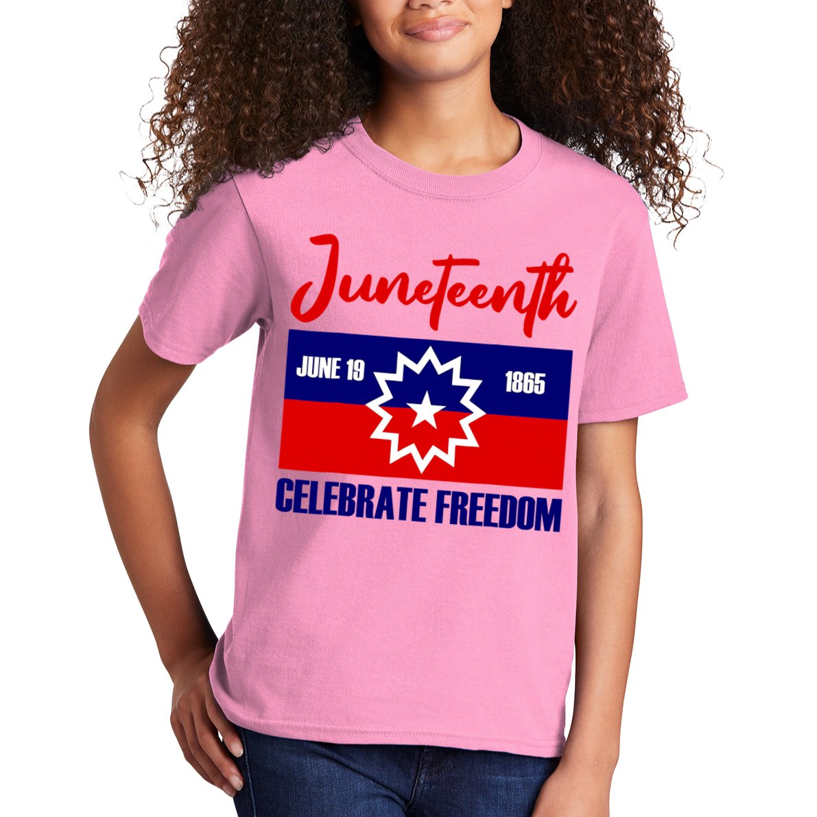 Juneteenth Celebrate Freedom Red White Blue Free Black Slave Kids T-Shirt