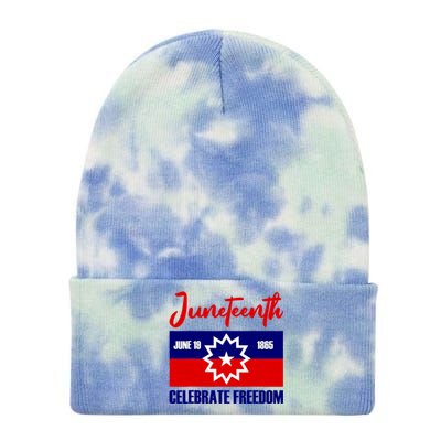 Juneteenth Celebrate Freedom Red White Blue Free Black Slave Tie Dye 12in Knit Beanie