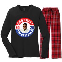 Jasmine Crockett For Democrat Texas Governor 2026 Vote Blue Women's Long Sleeve Flannel Pajama Set 