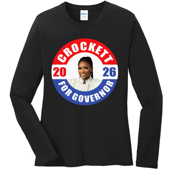 Jasmine Crockett For Democrat Texas Governor 2026 Vote Blue Ladies Long Sleeve Shirt