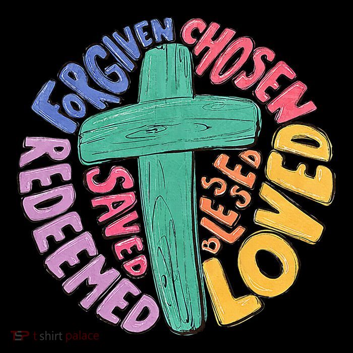 Jesus Cross Forgiven Chosen Loved Redeemed Christian Easter Drawstring Bag