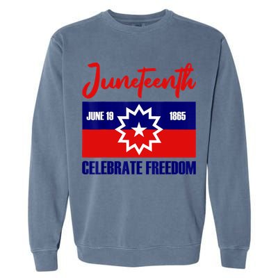 Juneteenth Celebrate Freedom Red White Blue Free Black Slave Garment-Dyed Sweatshirt