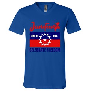 Juneteenth Celebrate Freedom Red White Blue Free Black Slave V-Neck T-Shirt