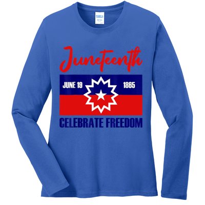 Juneteenth Celebrate Freedom Red White Blue Free Black Slave Ladies Long Sleeve Shirt