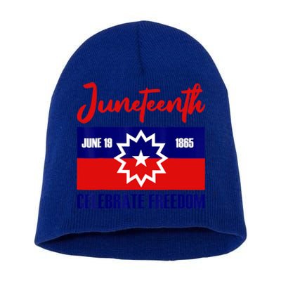 Juneteenth Celebrate Freedom Red White Blue Free Black Slave Short Acrylic Beanie