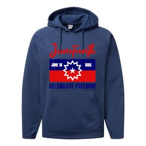 Juneteenth Celebrate Freedom Red White Blue Free Black Slave Performance Fleece Hoodie