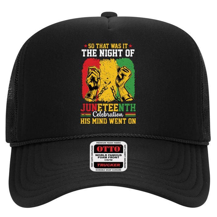 Juneteenth Celebration Freedom Graphic High Crown Mesh Back Trucker Hat