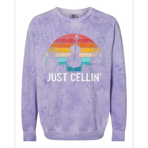 Just Cellin Funny Cello Cellist Orchestra Musician Colorblast Crewneck Sweatshirt