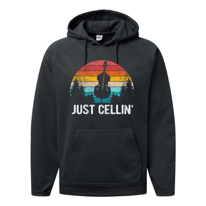 Just Cellin Funny Cello Cellist Orchestra Musician Performance Fleece Hoodie