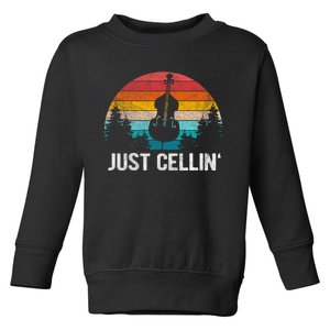 Just Cellin Funny Cello Cellist Orchestra Musician Retro Toddler Sweatshirt