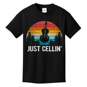 Just Cellin Funny Cello Cellist Orchestra Musician Retro Kids T-Shirt