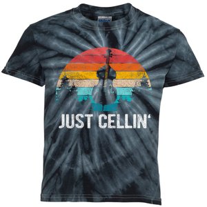 Just Cellin Funny Cello Cellist Orchestra Musician Retro Kids Tie-Dye T-Shirt