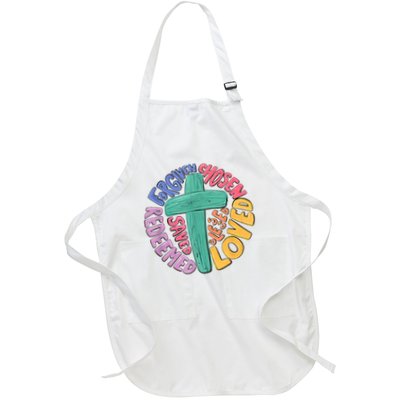 Jesus Cross Forgiven Chosen Loved Redeemed Christian Easter Full-Length Apron With Pockets