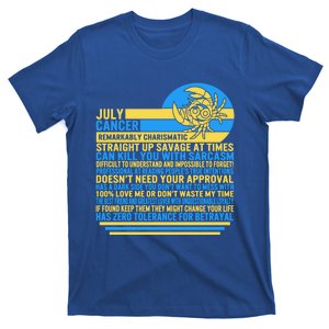 July Cancer Facts Zodiac Sign Sunflower Astrology Lover Gift T-Shirt