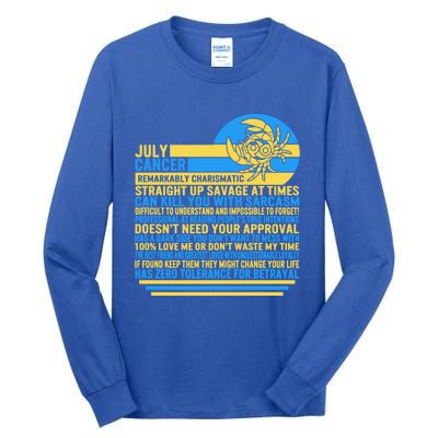 July Cancer Facts Zodiac Sign Sunflower Astrology Lover Gift Tall Long Sleeve T-Shirt