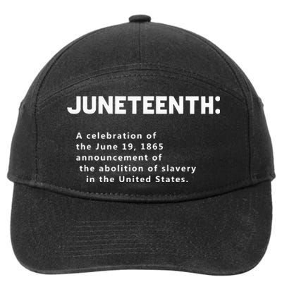 Juneteenth Celebrates Freedom Black African American History 7-Panel Snapback Hat