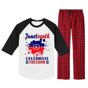 Juneteenth Celebrate Freedom Red White Blue Free Black slave Raglan Sleeve Pajama Set