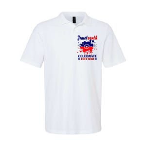 Juneteenth Celebrate Freedom Red White Blue Free Black slave Softstyle Adult Sport Polo