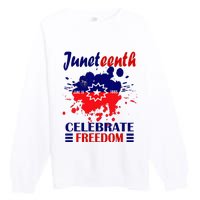 Juneteenth Celebrate Freedom Red White Blue Free Black slave Premium Crewneck Sweatshirt