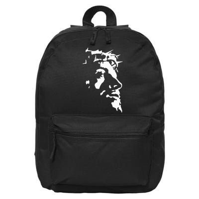 Jesus Christ Face With Crown Of Thorns God Bible 16 in Basic Backpack