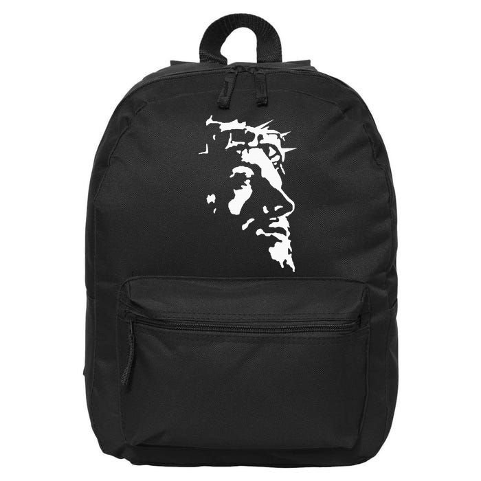 Jesus Christ Face With Crown Of Thorns God Bible 16 in Basic Backpack