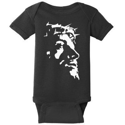 Jesus Christ Face With Crown Of Thorns God Bible Baby Bodysuit