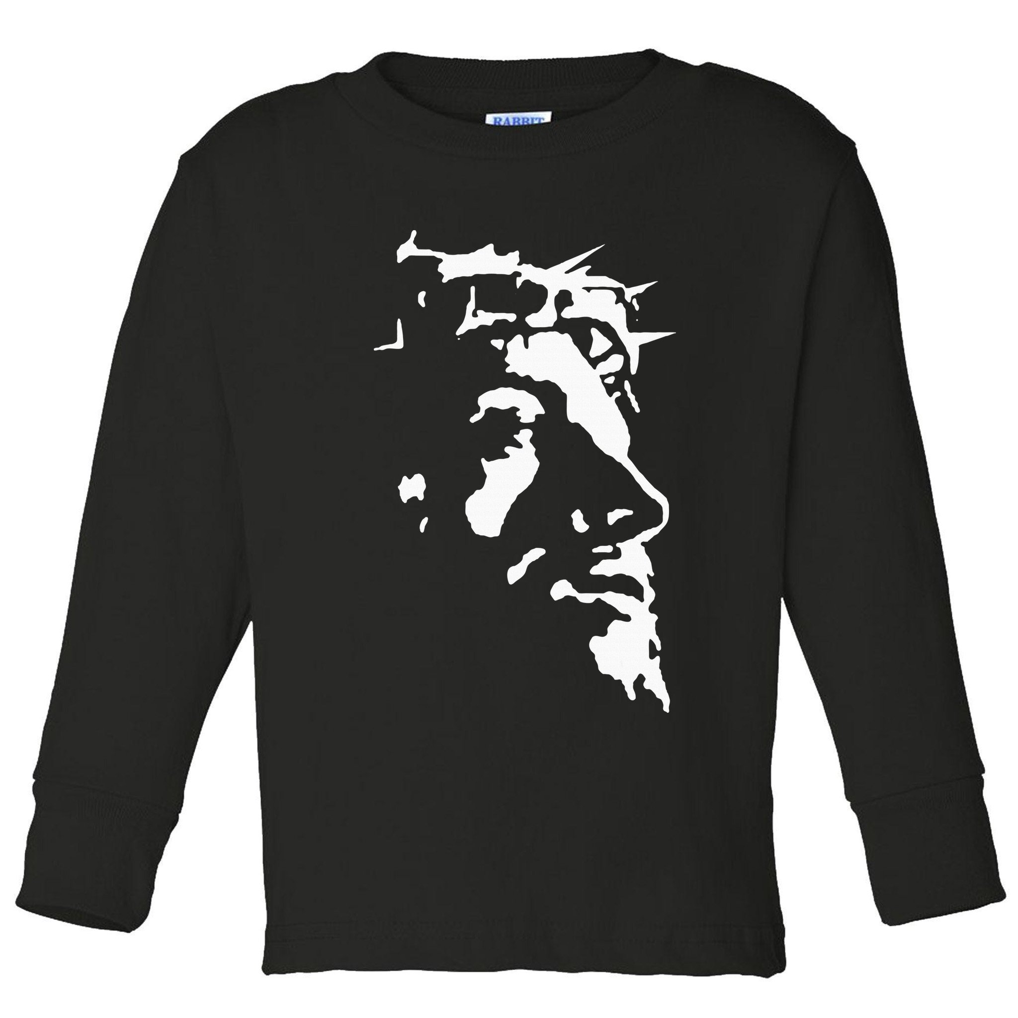 Jesus Christ Face With Crown Of Thorns God Bible Toddler Long Sleeve Shirt