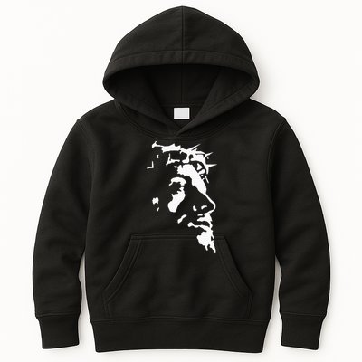 Jesus Christ Face With Crown Of Thorns God Bible Kids Hoodie