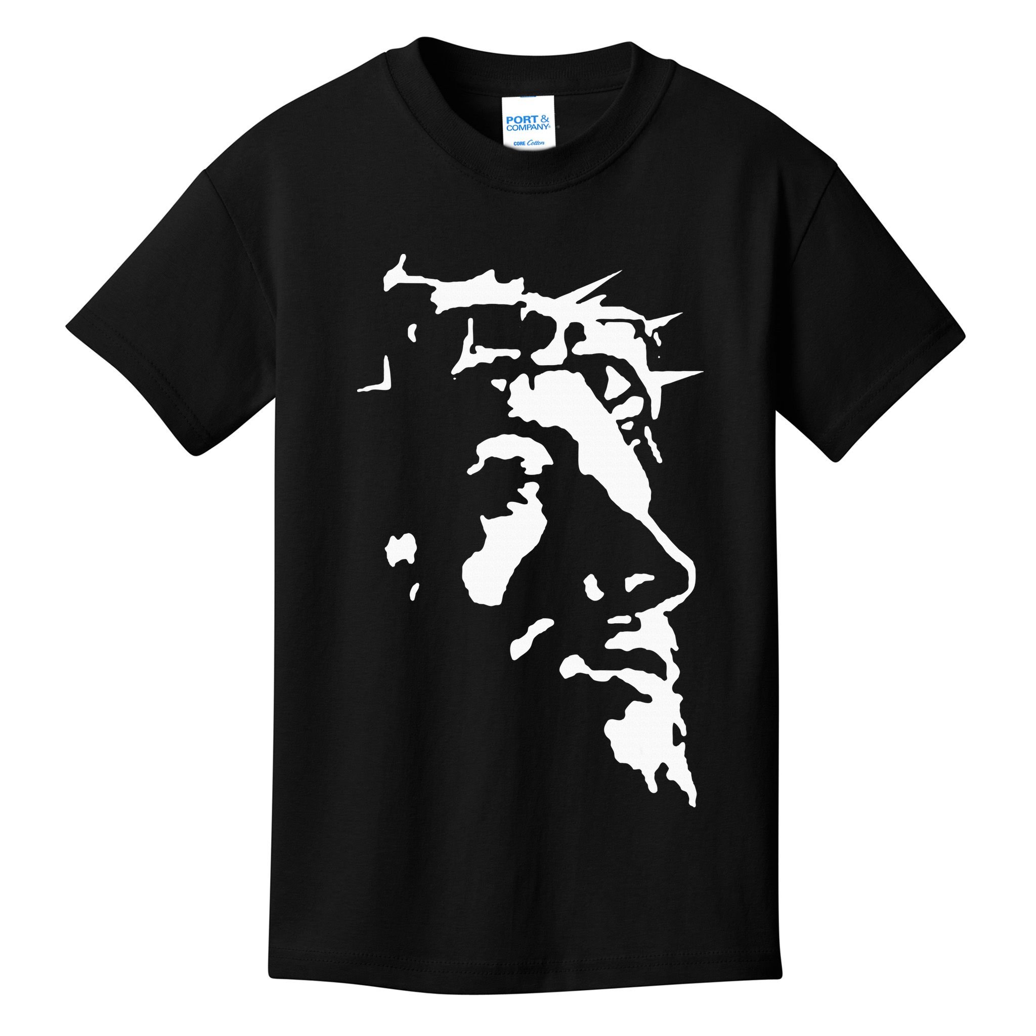 Jesus Christ Face With Crown Of Thorns God Bible Kids T-Shirt
