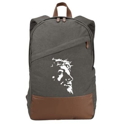 Jesus Christ Face With Crown Of Thorns God Bible Cotton Canvas Backpack